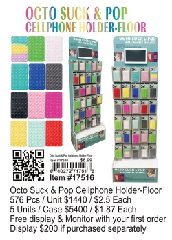 Octo Suck and Pop Cellphone Holder-Grande 576 Pcs.